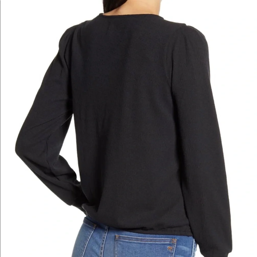 Madewell Puff Sleeve Faux Wrap Top - XXS
